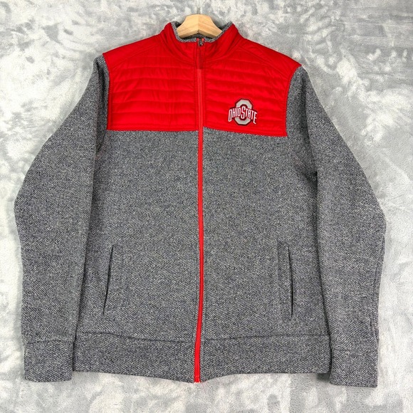 Colosseum Athletics Other - Ohio State Buckeyes Mens Large Colosseum Red Gray Quilted Chest Full-Zip Jacket